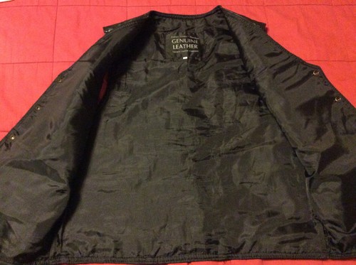 Italian Stone Design Black Genuine Leather Biker Vest Men’s M Navarre Leather - Picture 3 of 4