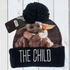 NWT STAR WARS THE MANDALORIAN THE CHILD GROGU BABY YODA MEN'S BLACK BEANIE HAT