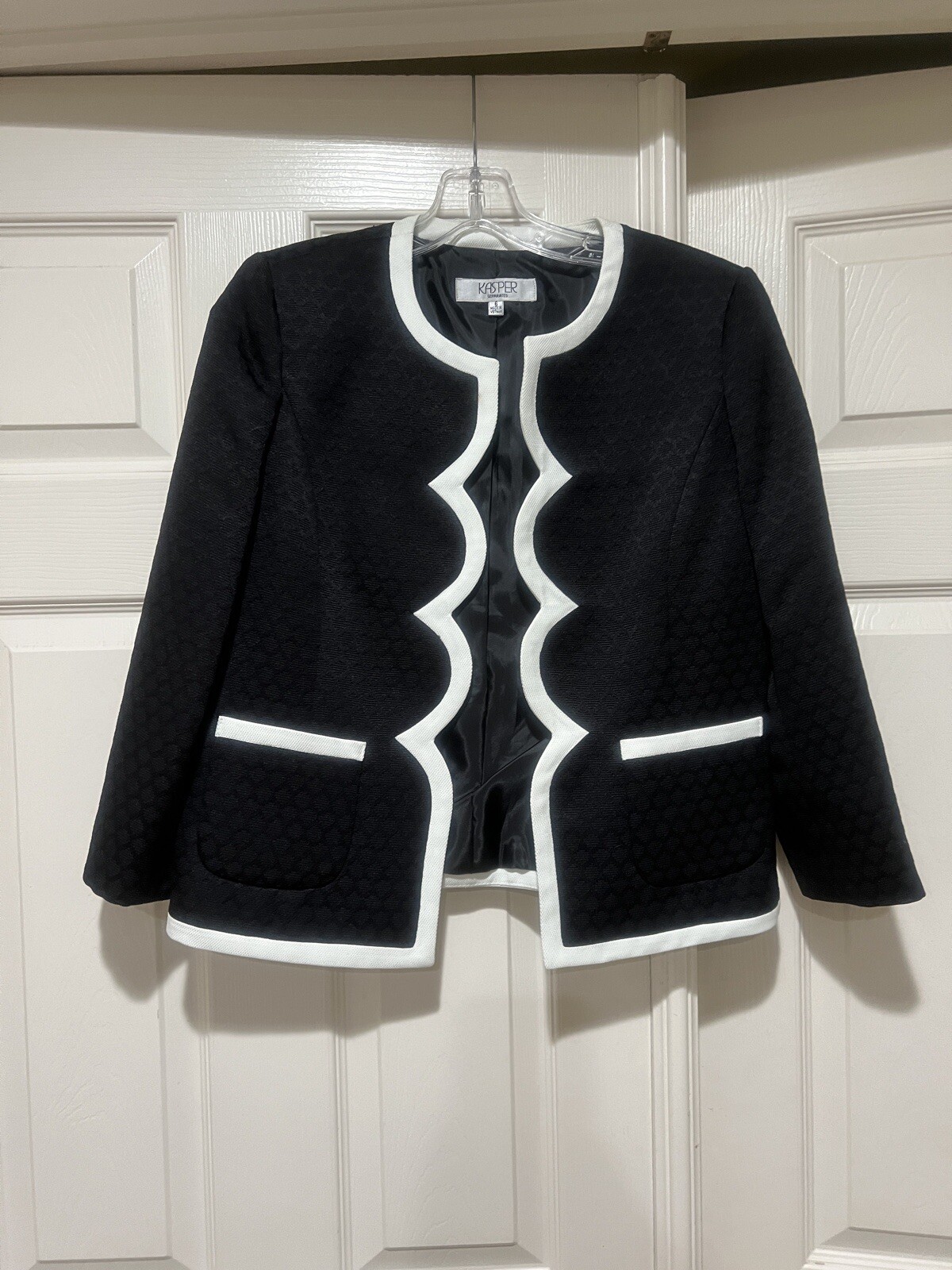 Kasper Separates Jacket Black Collarless Open Fro… - image 4