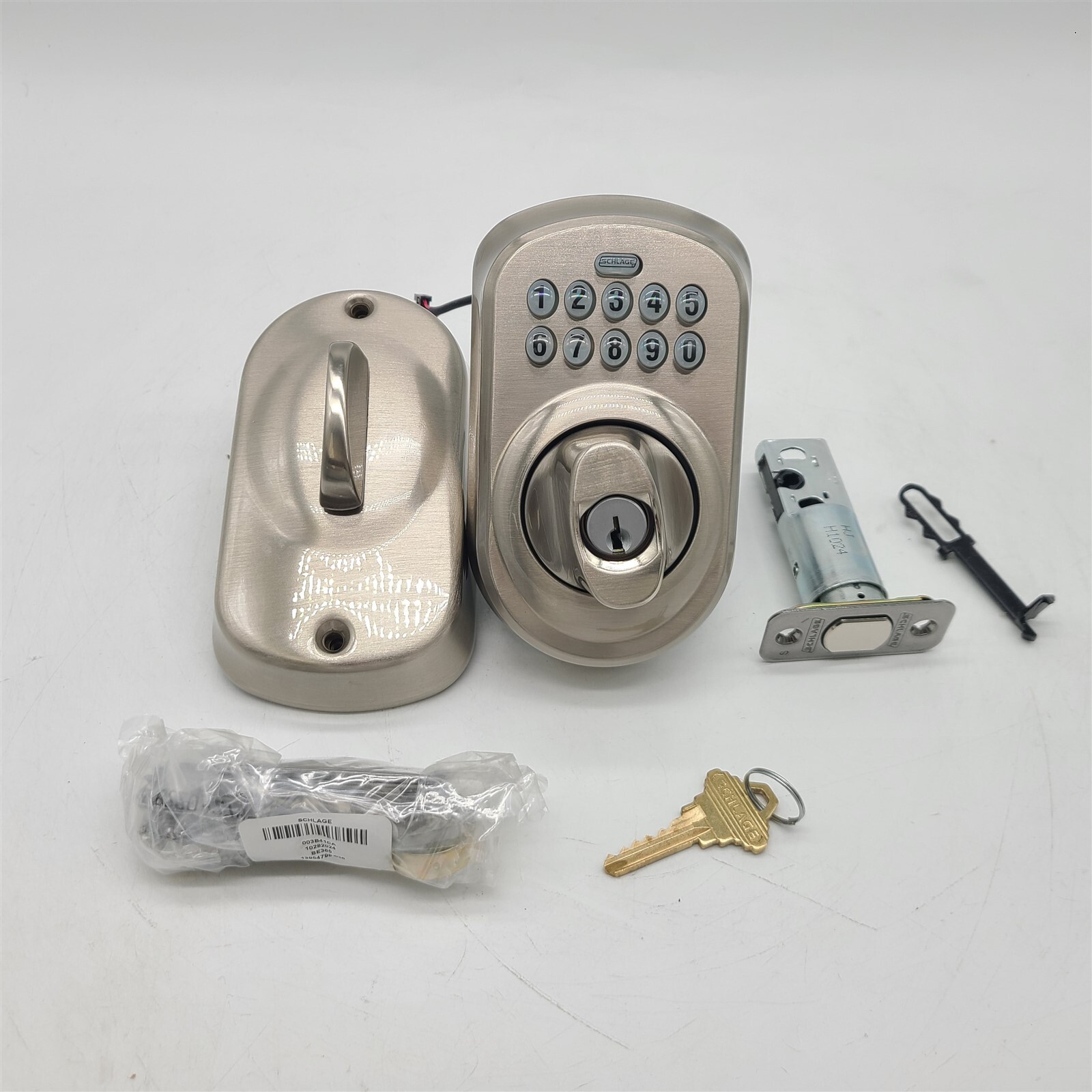Schlage BE365 Plymouth Keypad Deadbolt in Satin Nickel for Keyless Entry-image