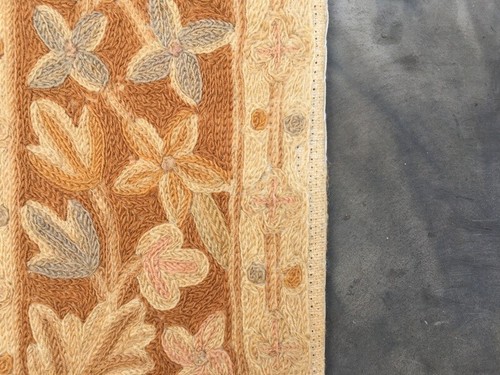 Vintage French Aubusson Style Rug Chain Stitch Floral Wool Décor Carpet 140x88cm - Picture 10 of 11