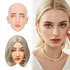 Realistic Silicone Female Mask Face Mask Disguise Headwear Crossdresser Cosplay