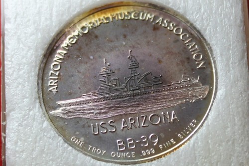 AMERICAN USS ARIZONA PEARL HARBOR 7 DEC 1941 1oz SILVER 999 MEDAL #KRA05 - Picture 10 of 12