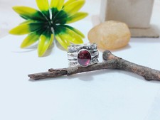 Garnet Spinner band Ring Handmade Designer ring Sterling Silver Size 9 T144