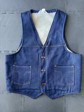 VINTAGE 1970s DICKIES VAQUERO USA SHERPA VEST WORKWEAR LARGE NWOT DENIM COWBOY
