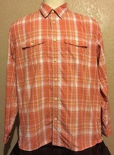 Orvis Trout Bum Men's Size Large Nylon Salmon Plaid Long Sleeve Outdoor Shirt L