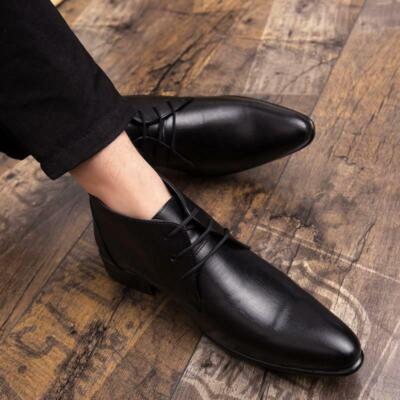 Men's Faux Leather Lace Up Pointed Toe High Top Formal Dress Shoes Ankle  Boots | eBay