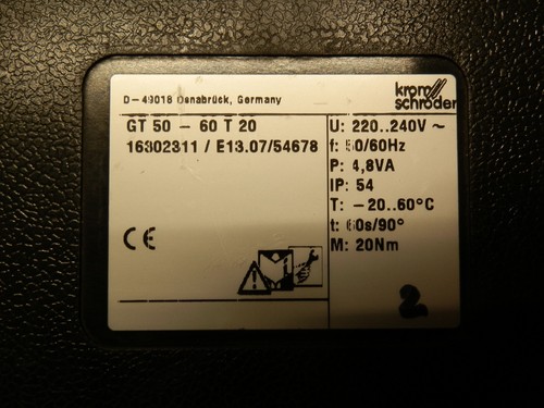 Kromschröder Stellantrieb Stellmotor GT50 60T-20 16302311 E13.07/54678 - Bild 3 von 3