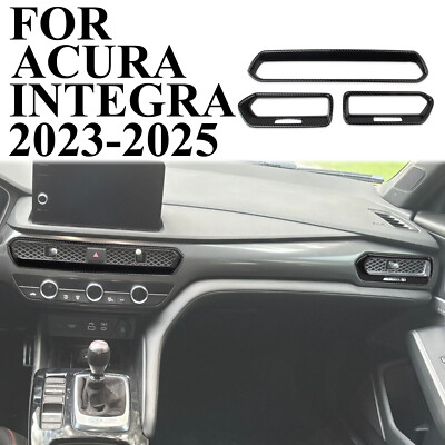 Carbon Fiber Style Central Control Sides Air Vent Cover Trim For Acura Integra