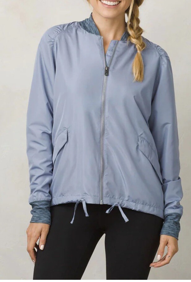 PrAna Center Bomber Style Jacket in Fairhope Blue Women’s Size Medium