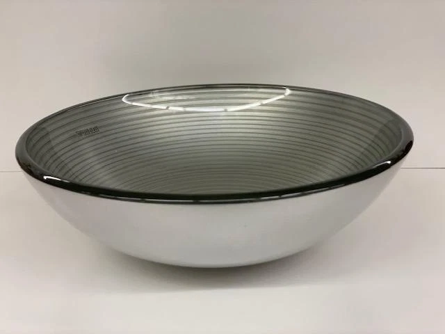 Fregadero de baño encimera redonda de vidrio en plata simple con drenaje emergente Foto 3 de 4