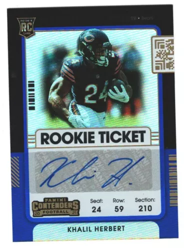 Khalil Herbert 2021 Contenders Auto Reverse Foil Blue SSP Case Hit Beautiful RC