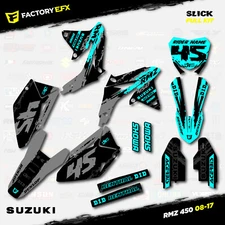 Gray & Cyan Slick Racing Graphics Kit fits 08-17 Suzuki RMZ450 Sticker RMZ 450