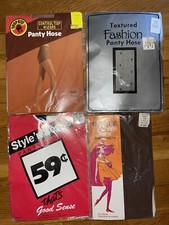 Lot of 4 Vintage PantyHose 100 Nylon, Nylon Lycra Assorted Color Made in USA
