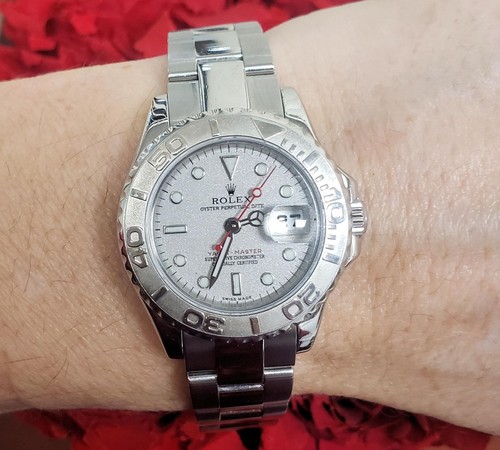 Ladies 29mm Rolex Yacht-Master Platinum Dial Stainless Steel Auto Date 169622 - Picture 1 of 4