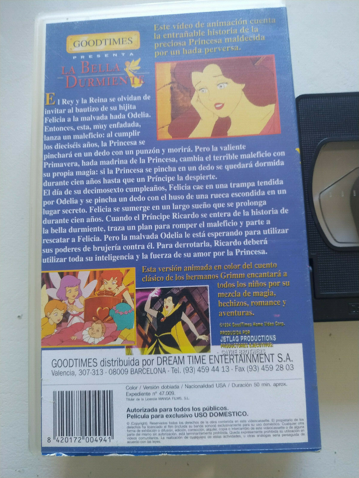 La Bella Sleepinge Animation Manga Films VHS Tape Tape Spanish 3T