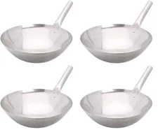 14" Single Handle Stainless Steel Chinese Wok *(4-Pieces of Pack)