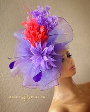 Aimee Fuller Purple Fascinator Red Kentucky Derby Hat Royal Ascot Del Mar Hat