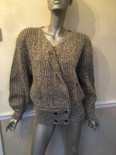 Ladies Wallis Exclusive 80’s Knitwear Cardigan Size M Black/ Beige/ Cream
