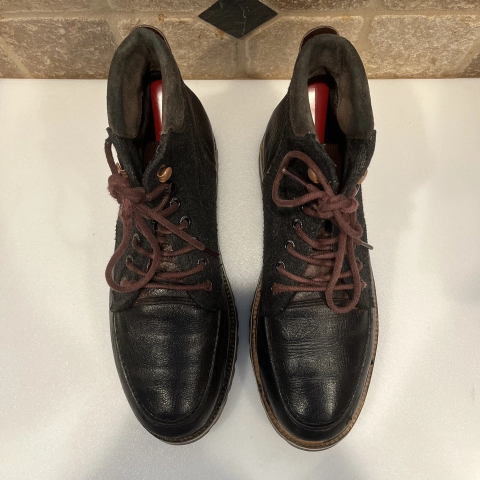 Мужские ботинки LACOSTE Montbard 8,5 M США коричневая кожа серая шерсть на шнуровке туристические - Изображение 4 из 4