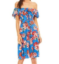 ASTR the label Womens Cassidy Off The Shoulder FIT & Flare Dress Pale Blue 