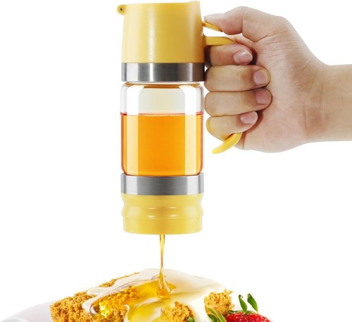 Glass Honey Dispenser Pot No Drip 9 OZ Honey Jar with Handle Syrup Dispenser New - Picture 4 of 9