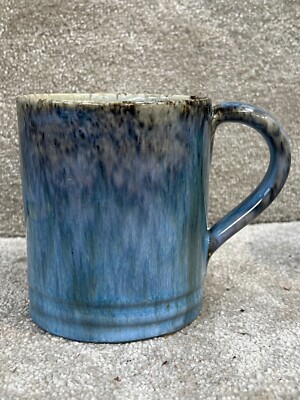 VINTAGE HANDGEFERTIGTE STUDIO KERAMIK TASSE BLAUE GLASUR DESIGN TROPFGLASUR LINTHORPE STIL
