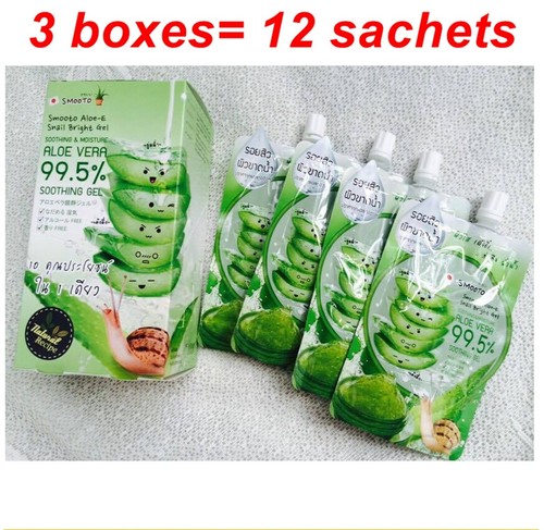 12x 50g Smooto AloeVera 99.5% Smooto Aloe-E Natural Snail Bright Gel Soothing Mo - Picture 12 of 12