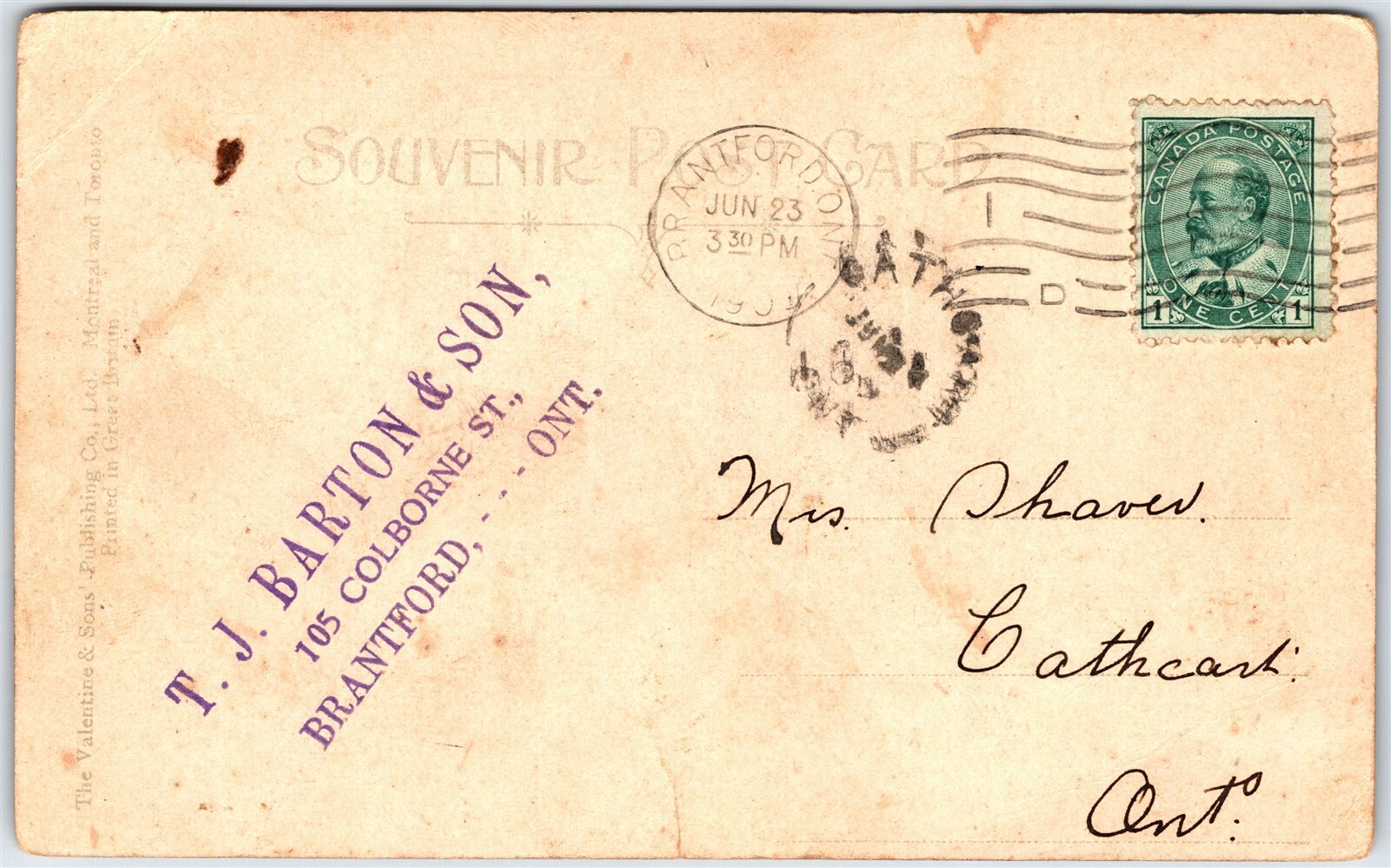 Postcard Guelph Ontario c1909 Raymond Manufacturing Co. Limited Sewing