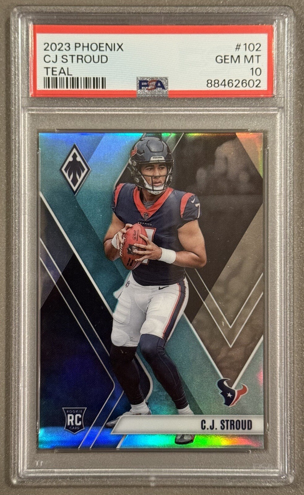 2023 Panini Phoenix - CJ Stroud - Teal RC /150 PSA 10 - Houston Texans - No. 102 view 3