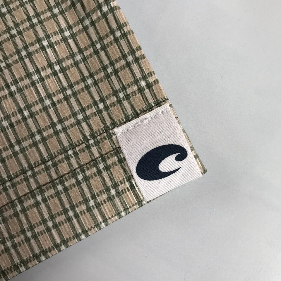 Camisa Costa Del Mar Abotonada Para Hombre GRANDE Marrón Verde Guinga Cuadros Foto 2 de 4