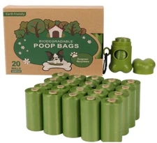  Dog Poop Bags + Dispenser, Earth Friendly, Strong 20 rolls/300 bags