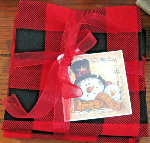 New Christmas Red & Black Buffalo Check Plaid Cloth Napkins Set of 4 w/ Tag - Bild 5 von 7