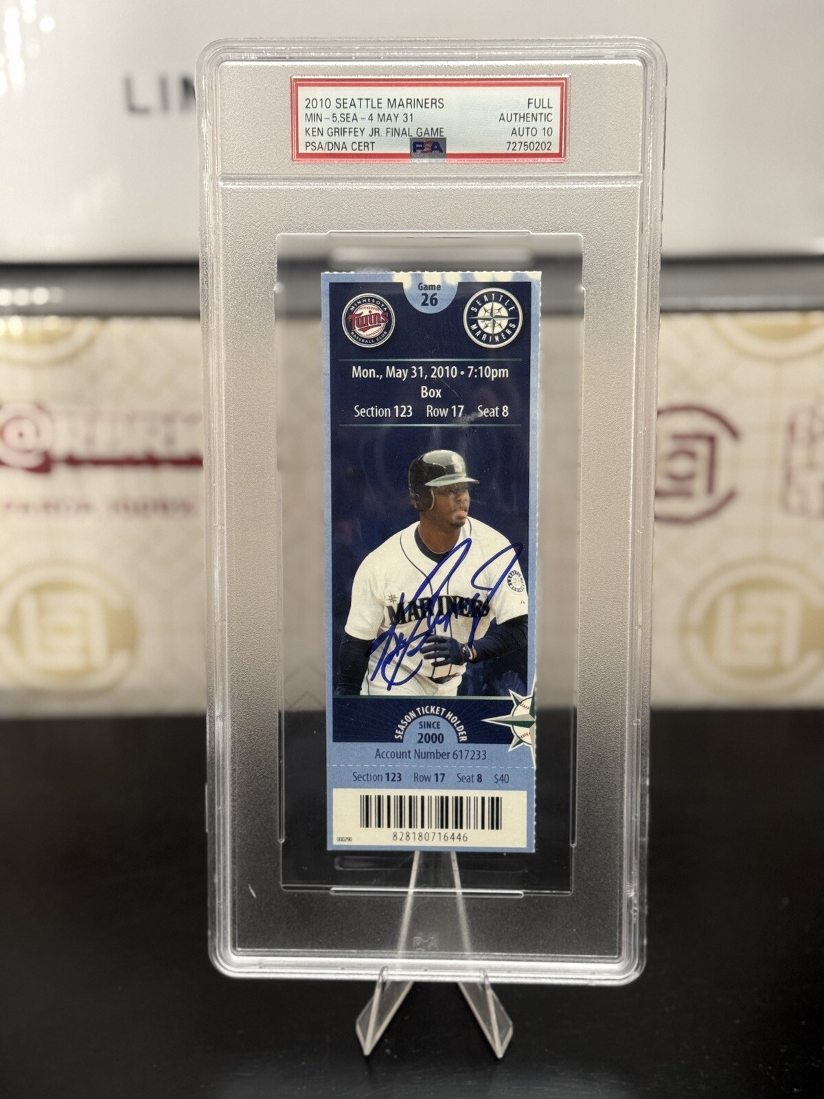 Ken Griffey Jr Final Game Ticket - PSA/DNA MINT 10 AUTOGRAPHED Take Home History