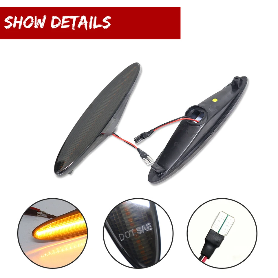 For 2002-2010 Lexus SC430 Smoked Front Rear LED Side Marker Light Amber/Red 4PCS - Image 4 of 4