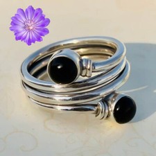 Black Onyx 925 Sterling Silver Ring Birthday Gift Jewelry D-2123