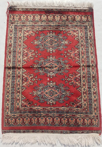 Vintage Hand Made Traditional Rug Oriental Wool Multicolor Carpet 87x63 cm