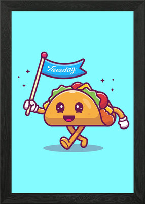 Niedlicher Taco mit Flagge gerahmtes Wandbild Poster Leinwanddruck Bild