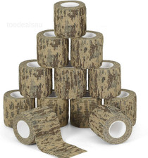 12 Rolls Camo Tape Camouflage Wrap Self-Adhesive Bandage 2" x 5 Desert