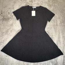 Oak + Fort Dress Womens L  Black  Mini Shortsleeved Dress