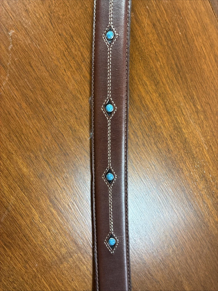 Cinturón Onyx Brighton Para Hombre 42 Cody Turquesa Marrón Cuero Estilo Cónico M40655 Foto 3 de 4