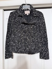 Banana Republic Black White Tweed Moto Jacket - Size 8