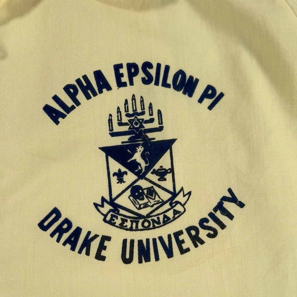 Chaqueta De Colección Drake University Para Hombre XL Amarilla Cortavientos Años 70 Fraternidad Judía Foto 3 de 4