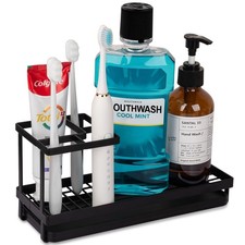 Toothbrush Holders for Bathrooms, Carbon Steel Tooth Brushing Small, Black