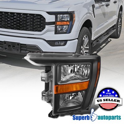 For 2021-2023 Ford F150 Single Left Side Black Halogen Headlight Headlamp
