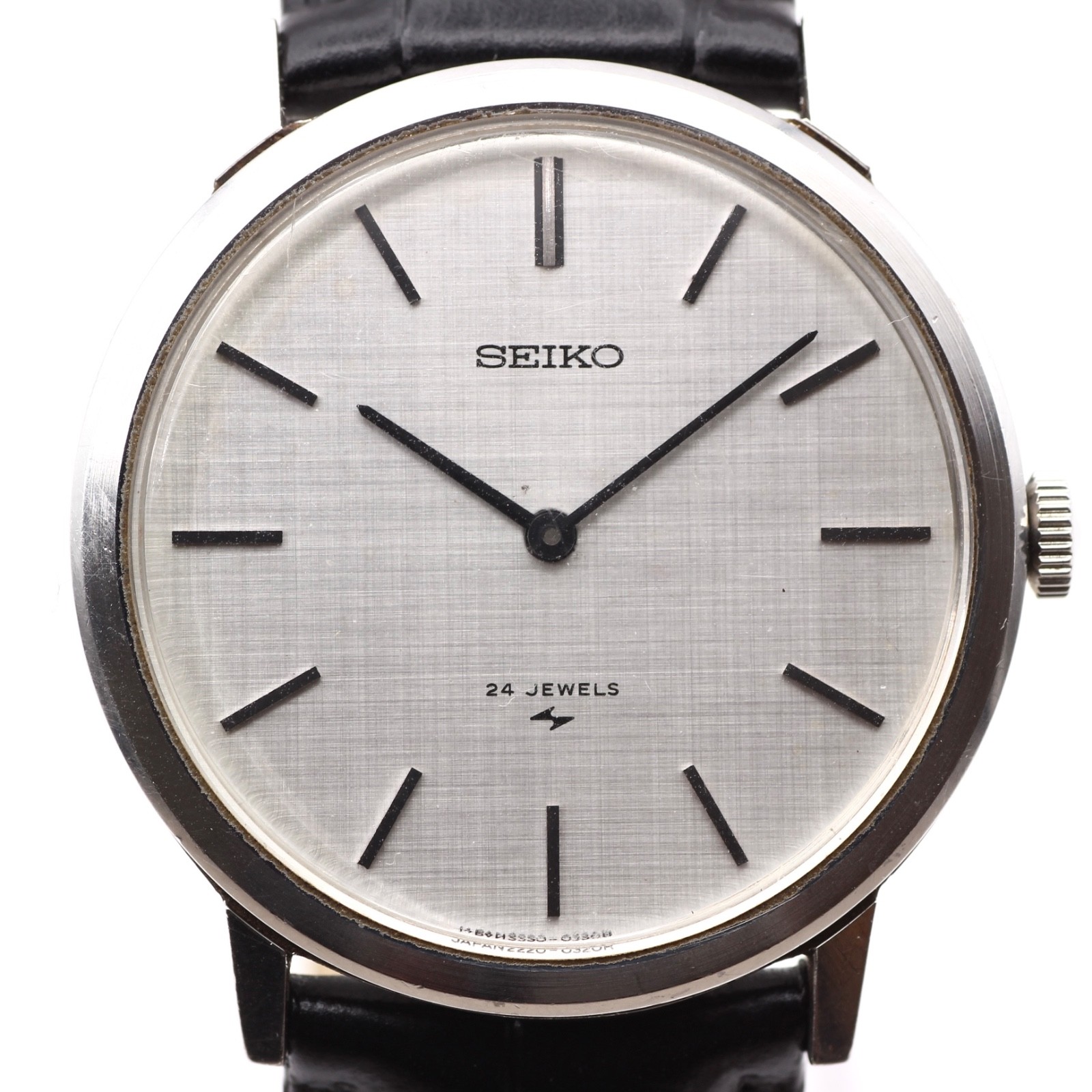 SEIKO Chariot 2220-0180 Men's Watch Hand-Winding 24J Thin Silver Dial 33mm Japan