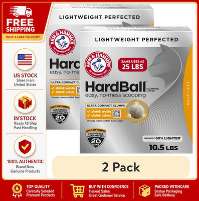2 Pack ARM & HAMMER HardBall Lightweight 5-in-1 Clumping Cat Litter, Garden Bloo