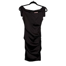 Issue Bodycon Dress Sze 2 Black Satin Party Cocktail Gala Glam Prom Eveningwear 