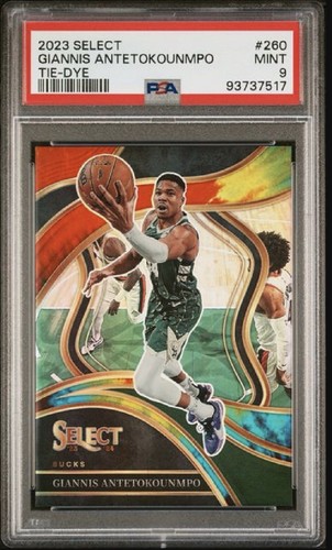 PSA 9 2023 Panini Select Courtside Giannis Antetokounmpo #260 Tie-Dye Prizm /25