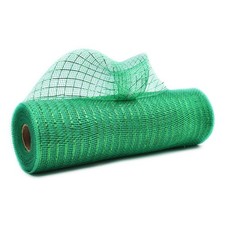Green Deco Mesh Ribbon 10 inch for Wreath Making Supplies, Metallic Foil Burl...